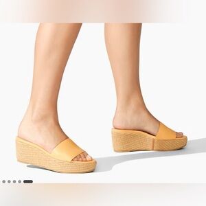 Stuart Weitzman Orange Raffia Summer Slide Wedge Leather Classic Stylish Spain